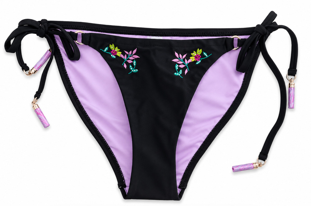 NEW NANETTE LEPORE BLACK AILEEN SIDE TIE STRING TASSEL BIKINI SWIMSUIT BOTTOMS 6